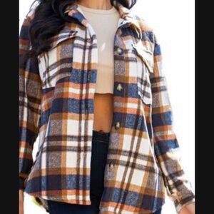 Plaid jacket with furn in side